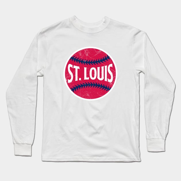 St. Louis Retro Baseball - White Long Sleeve T-Shirt by KFig21